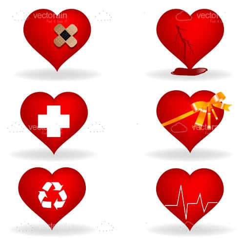 Medical Heart Illustration Icon 6 Pack